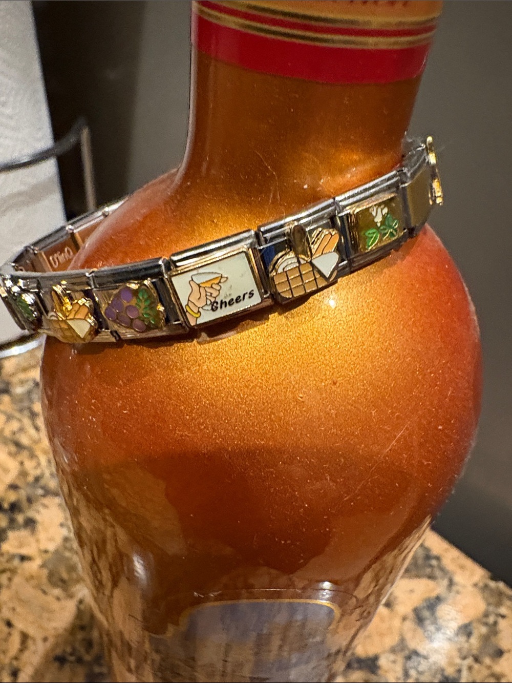 Italian Charm Bracelet Wine Lovers Theme  Stainless Steel Pre Assembled
